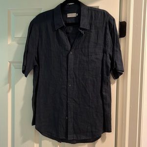 Vince Linen Short Sleeve Button Up